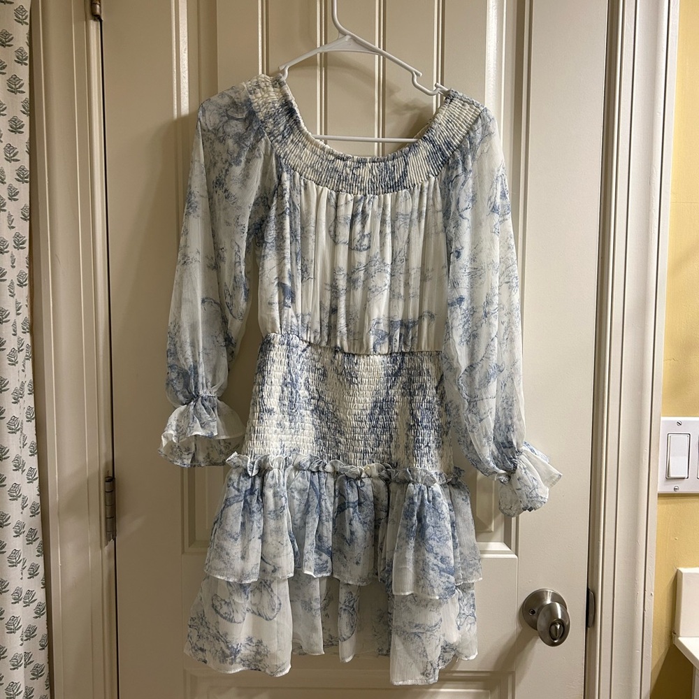 A Classy Chic Boutique Blue and White Floral Dress
